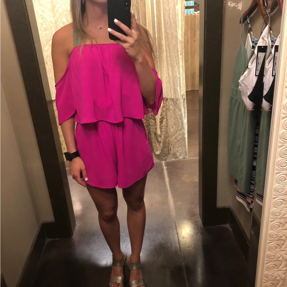 Pink Off-Shoulder Romper